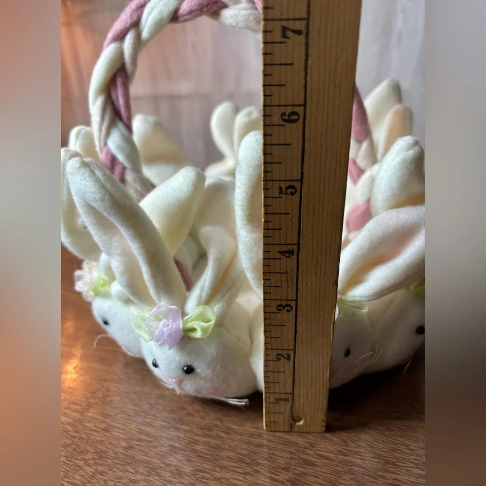 Cream & Pink Plush Bunny Basket
